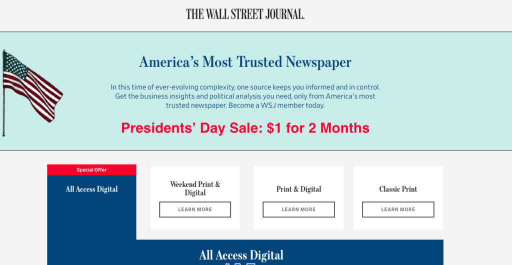 WSJ Subscription Sign-Up Pages